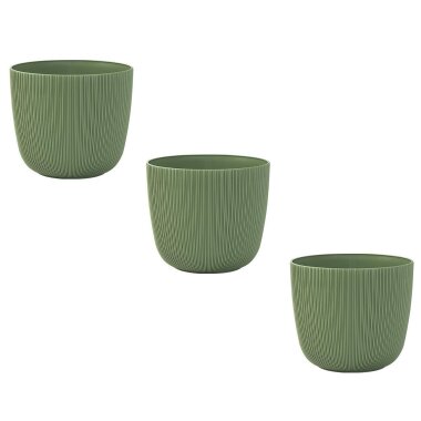 Engelland 3er-Set Blumentöpfe Ø 12 cm Moosgrün – wetterfest mit Drainagesystem für Balkon & Terrasse
