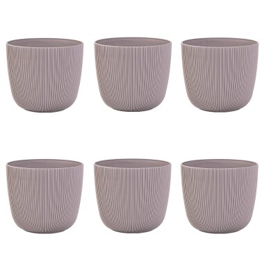 6er-Set Blumentöpfe Flieder Ø 15 cm mit Drainagesystem wetterfest Kunststoff