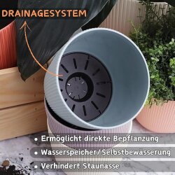 6er-Set Blumentöpfe Flieder Ø 15 cm mit Drainagesystem wetterfest Kunststoff