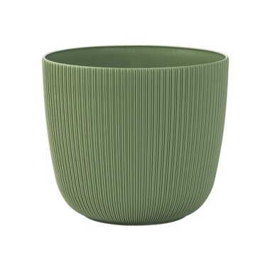 Engelland Blumentopf Ø 25 cm Moosgrün – moderner Pflanztopf aus wetterfestem Kunststoff mit Drainagesystem für gesunde Pflanzen im Innen- & Außenbereich