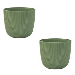 2er-Set ENGELLAND Blumentopf Ø25 cm Moosgrün...