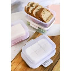 1x Hochwertige Stapelbare Butterdose mit Verschluss, Plastik-box-dose, Perfekte Ordnung im Kühlschrank BPA-Frei Mehrzweck apricot
