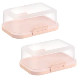 ENGELLAND Butterdose 2er Set Apricot mit Deckel BPA-frei...
