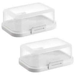 ENGELLAND Butterdose 2er Set Grau mit Deckel BPA-frei...