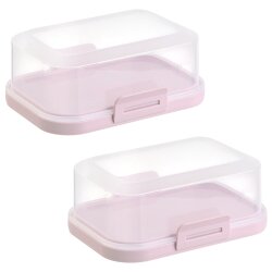ENGELLAND Butterdose 2er Set Rosa mit Deckel BPA-frei...