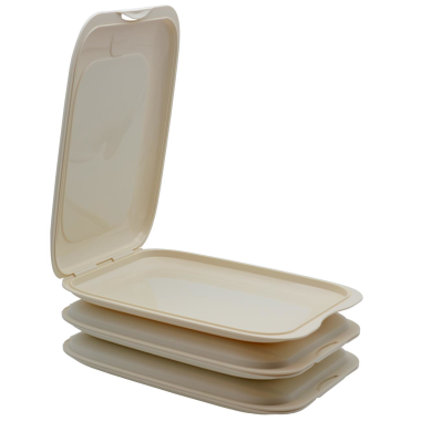 3x Stapelbare Aufschnitt-Box mit Motiv Farbmix Hochwertig Frischhalte-dose Wurst-Behälter Aufschnitt-Dose beige, BPA-frei