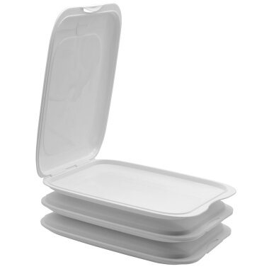 3er Aufschnittbox Set Farbmix Weiß 25×17×3,3 cm BPA‑frei mikrowellen- & gefriergeeignet