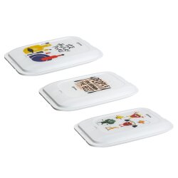 3er Aufschnittbox Set Farbmix Weiß 25×17×3,3 cm BPA‑frei mikrowellen- & gefriergeeignet