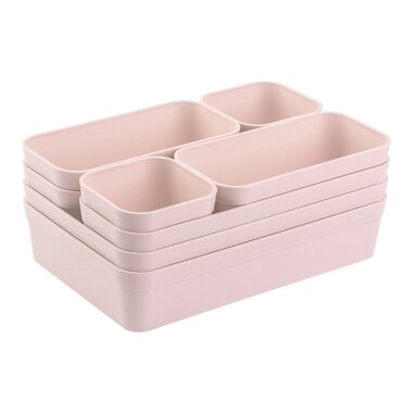 ENGELLAND Schubladen-Organizer 8-teilig Rosa – BPA-freier Kunststoff, spülmaschinenfest, modular & platzsparend für Küche, Bad & Büro