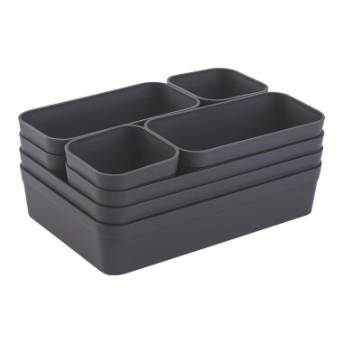 ENGELLAND Schubladen-Organizer 8-teilig Anthrazit – BPA-frei, modular & platzsparend für Küche, Bad & Büro