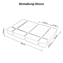 1x Schubladen-Organizer Set Aufbewahrungs-Box Einteiler Trenn-System verstellbar Utensilien Stauraum Wohn-Badezimmer Kunststoff anthrazit