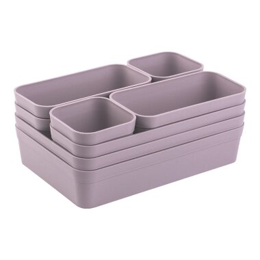 ENGELLAND Schubladen-Organizer 8-teilig Flieder – BPA-frei, modular & platzsparend für Küche, Bad & Büro