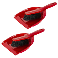 2x Kehrgarnitur Kehrschaufel Handfeger Kehrwisch Kehrset Haushalt Fußboden Küche Reinigung aus Kunststoff rot
