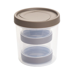 3er Vorrats-dose mit Deckel Set Frischhalte-dose Aufbewahrungs-dose Müsli-Dose Gewürz-dose Aufbewahrung rund Kunststoff BPA-frei braun