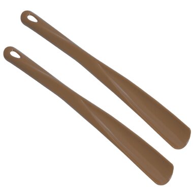 2er Set Schuhlöffel 34 cm Braun – robuste Kunststoff Schuhanzieher mit Öse