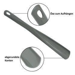 ENGELLAND Schuhlöffel 34 cm Beige – Schuhanzieher aus Kunststoff mit Öse – komfortables Anziehen von Schuhen & Stiefeln