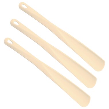 3er Set Schuhlöffel 34 cm Beige– stabile Kunststoff-Schuhanzieher mit Öse, perfekt für Haushalt, Büro und unterwegs