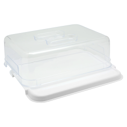 2 x Tortenhaube Tortenservierplatte Kuchenbox mit Deckel Haube in Braun transparent Kunststoff BPA-frei rechteckig quadratisch
