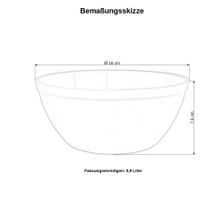 1x Schale Müslischale Dessertschale Salatschale Suppenschale Reisschale Bowl in Farbe weiß aus Kunststoff BPA-frei groß 900 ml