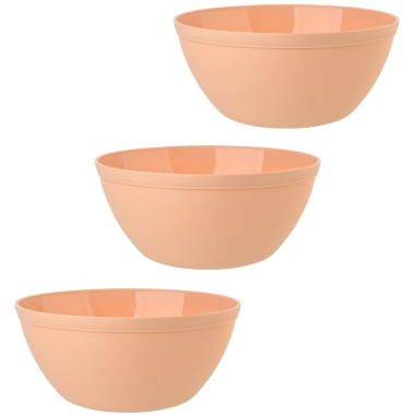3er Set Schalen Müslischalen Dessertschalen Salatschale Suppenschale Reisschale Bowl in Farbe apricot aus Kunststoff BPA-frei groß 900 ml