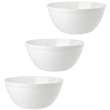 ENGELLAND 3-teiliges Müslischalen-Set Weiß 900 ml je Schale, BPA-frei, mikrowellen- & spülmaschinengeeignet