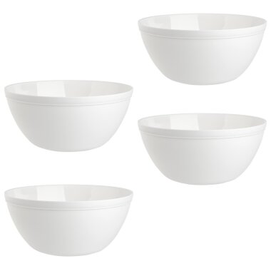 ENGELLAND 4 teiliges Müslischalen Set Weiß 900 ml je Schale, BPA frei, mikrowellen  & spülmaschinengeeignet