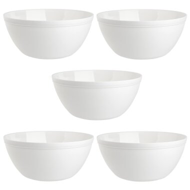 ENGELLAND 5 teiliges Müslischalen Set Weiß 900 ml je Schale, BPA frei, mikrowellen  & spülmaschinengeeignet