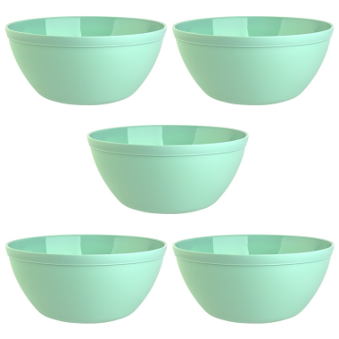 5er Set Schalen Müslischalen Dessertschalen Salatschale Suppenschale Reisschale Bowl in Farbe mint aus Kunststoff BPA-frei groß 900 ml