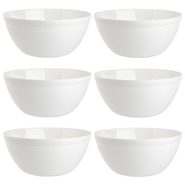 6er Set Schalen Müslischalen Dessertschalen Salatschale Suppenschale Reisschale Bowl in Farbe weiß aus Kunststoff BPA-frei groß 900 ml