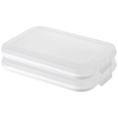 ENGELLAND 2er Set Frischhaltedose Weiß – stapelbare Vorratsboxen 25×17×3,3 cm, BPA frei, mikrowellen  & gefriergeeignet
