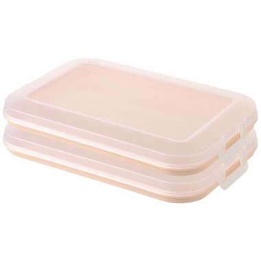 ENGELLAND 2er Set Frischhaltedosen Apricot 25×17×3,3 cm – stapelbar, BPA-frei, mikrowellen- & gefriergeeignet