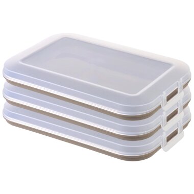 ENGELLAND 3er Set Frischhaltedosen Braun 25×17×3,5 cm – BPA-frei, stapelbar, mikrowellen- & gefriergeeignet