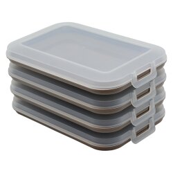4er Set Frischhaltedose Braun – stapelbare...