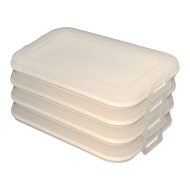 ENGELLAND 4er Set Frischhaltedose Cremeweiss – stapelbare Vorratsboxen 25×17×3,5 cm, BPA frei, mikrowellen  & gefriergeeignet