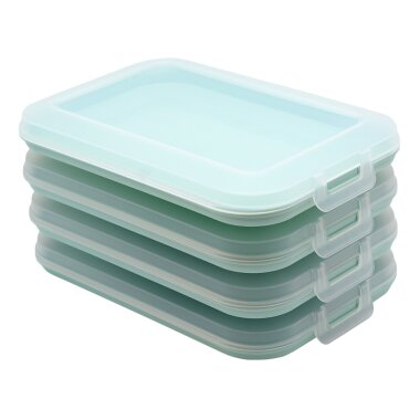 ENGELLAND 4er Set Frischhaltedose Mint – stapelbare Vorratsboxen 25×17×3,5 cm, BPA frei, mikrowellen  & gefriergeeignet