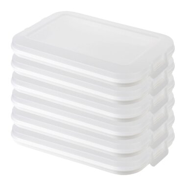 ENGELLAND 6er Set Frischhaltedose Cremeweiß – stapelbare Vorratsdosen 25×17×3,5 cm, BPA-frei, mikrowellen- & gefriergeeignet
