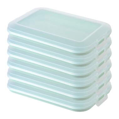 ENGELLAND 6er Set Frischhaltedose Mint – stapelbare Vorratsdosen 25×17×3,5 cm, BPA-frei, mikrowellen- & gefriergeeignet