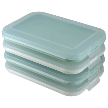 4er Set Frischhaltedosen Mix 25×17×3,5 cm | BPA-frei, mikrowellen- & gefriergeeignet