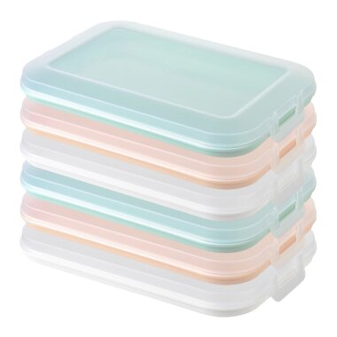 ENGELLAND 6‑tlg. Frischhaltedosen Set Weiß Mint Apricot 25×17×3,5 cm BPA‑frei