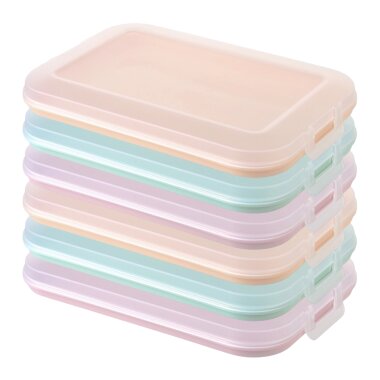 ENGELLAND 6er Frischhaltedosen-Set Rosa, Mint & Apricot 25×17×3,5 cm – BPA-frei, stapelbar & mikrowellen- & gefriergeeignet