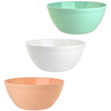 3-teiliges Müslischalen-Set im drei Farben-Mix Mint, Weiß Apricot 900 ml, BPA-frei, mikrowellengeeignet