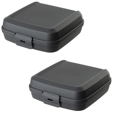 ENGELLAND Lunchbox 2er Set Anthrazit – BPA-frei, 0,6 l, 14×14×5 cm, Klickverschluss, mikrowellen- & spülmaschinengeeignet, wiederverwendbar