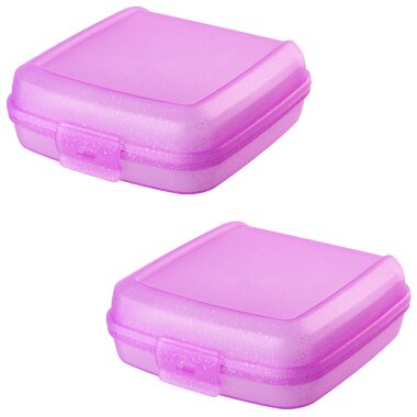 ENGELLAND Lunchbox 2er Set Pink – BPA-frei, 0,6 l, 14×14×5 cm, Klickverschluss, mikrowellen- & spülmaschinengeeignet, wiederverwendbar