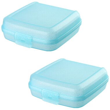 ENGELLAND Lunchbox 2er Set Türkis – BPA-frei, 0,6 l, 14×14×5 cm, Klickverschluss, mikrowellen- & spülmaschinengeeignet, wiederverwendbar