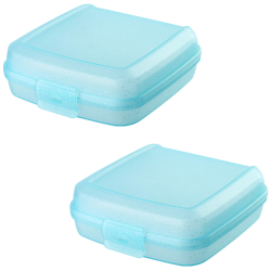 2x Lunchbox Vesperdose Brotdose Plastikdose für Kinder BPA-frei türkis