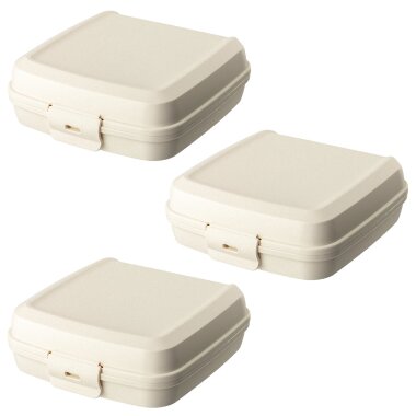 ENGELLAND Lunchbox 3er Set Beige 0,6 L – BPA-frei, 14×14×5 cm, mikrowellen- & spülmaschinenfest