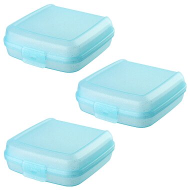ENGELLAND Lunchbox 3er Set Türkis – BPA-frei, 0,6 l, 14×14×5 cm, mikrowellen- & spülmaschinengeeignet, wiederverwendbar