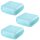 ENGELLAND Lunchbox 3er Set Türkis – BPA-frei, 0,6 l, 14×14×5 cm, mikrowellen- & spülmaschinengeeignet, wiederverwendbar