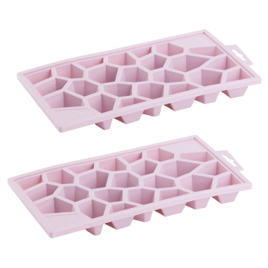 2x Eiswürfelform Eiswürfelschale Ice Tray Kristallform BPA-frei Kunststoff rosa