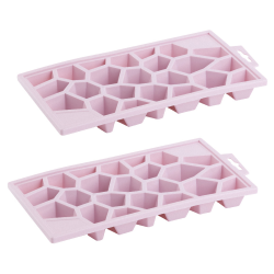 2x Eiswürfelform Eiswürfelschale Ice Tray Kristallform BPA-frei Kunststoff rosa